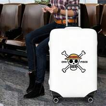 Miniso One Piece Straw Hat Jolly Roger Luggage Cover, Elastic Washable Suitcase Protector, Simple Skull Anti-Scratch Dustproof Travel Skin - Color - View 3