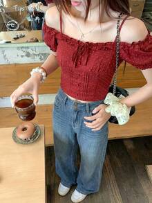 Women Tops - Red - View 2