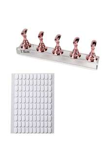 1 Box Set/2 Box Set Acrylic Nail Art Practice Stand With Double-Sided Adhesive Nail Holder, Press-On Magnetic Nail Tip Practice Rack, Reusable Nail Practice Hand Tray, Pre-Coated Nail Art Display Stand - Multicolor - View 10