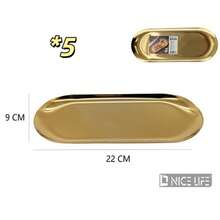 Golden Metal Dinner Plates, Set Of 5 With Round And Oval Styles, High-Quality Tray Set, Suitable For Serving Food, Snacks, Jewelry, Cosmetics, Parties And Daily Use. - Baking Pan - View 12