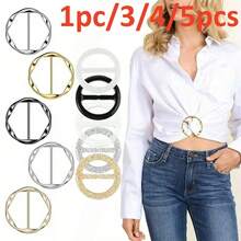 1pc/3/4/5pcs T-Shirt Round Shirt Clips, Clothing Knot Clips, Scarf Buckle Set Alloy Round Clothing Decoration For Women And Girls, Multi-Functional Clothing Accessories Buttons, Round Shirt Knot Buckles, Belt Scarf Adjustment Buckles, Suitable For Shirts, Scarves And Belts Multi-Purpose Accessories, Scarf Buckles, Shirt Tie Clips, Women's Dress Accessories Decoration Jewelry Gifts - Multicolor - View 13