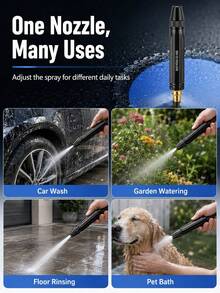 High Pressure Adjustable Hose Nozzle, 360° Rotating Spray Gun With Clip, Heavy Duty Multi-Function Cleaner, Suitable For Car Washing And Gardening - A - View 3