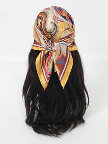 1pc Bandana Print Cashew Pattern Colorblock Versatile Square Scarf Headscarf - Multicolor - View 2