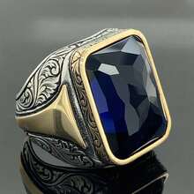 Anillo de aleación vintage de lujo discreto con patrón floral e incrustaciones de circonita, joyería de exhibición personalizada de línea exagerada estilo hip-hop - Oro blanco - Ver 3