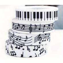 1/4pcs Music Symbol & Piano Key Theme Ribbon - Black & White Decorative Ribbon, Suitable For Christmas, Valentine's Day, Wedding, Gift Wrapping, Holiday Art Design, Multi-Purpose Decorative Ribbon, Perfect Choice For Thanksgiving - Multicolor - View 6