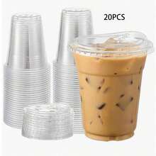50/40/30/20/10pcs Reusable Transparent Plastic Cups With Lids, Suitable For Ice Cream, Coffee, Juice And Beverages, Great For Wedding Parties - Transparent - View 8