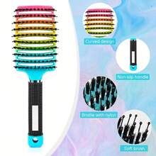Juego de peine rizador y garra desenredante de doble propósito, diseñado para cabello rizado, diseño rosa colorido, apto para uso en seco y húmedo, el diseño curvo proporciona ventilación y función de masaje - Multicolor - Ver 4