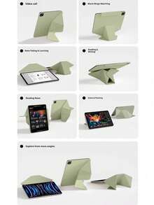智能翻蓋保護殼，適用於 iPad A16 11代 2026 Air 11 M3 M4 M5 Pro 13 12.9 4代 5代 Mini A17 Pro，磁吸式 - Tender Green - 查看 12