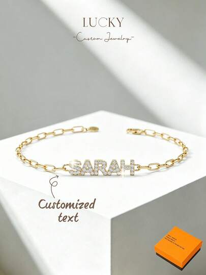 1pc DIY Customizable Women's Name Bracelet, Length 11+6cm, Customizable Name, Minimalist Daily Style, Keychain, Product Includes Gift Box, Customizable, Personalized, Unique, Ideal Gift For Girlfriend, Mother, Family, Friends, Daughter, Grandparents