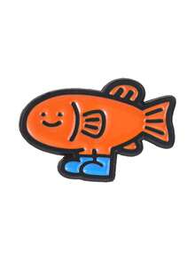穿鞋子的趣味魚琺瑯別針，可愛卡通胸針，獨特衣物與包包配件，完美禮物選擇 - 橘色 - 查看 10