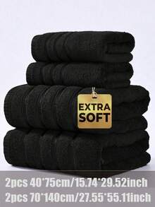 Bamboo Fiber Towel Set (1pc/2pcs/4pcs) - Lightweight & Soft, Ultra Absorbent Bath Towels And Hand Towels [Thin Style], Quick Dry, Skin-Friendly, Durable, Modern Bathroom Accessories, Perfect Gift For Friends And Family (40x75cm And 70x140cm) - Black - View 14