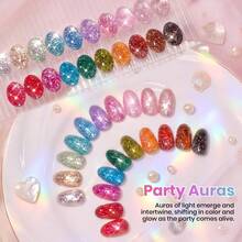 Beetles 23Pcs Glitter Gel Polish Set, 20 Colors Diamond Shimmer Gel With Base & Top Coat, UV LED Soak Off - 20 Colors Party Auras - 查看 1