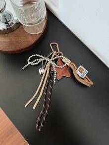 Women's Fashion Personalized Coffee Star Rope Knot Bag Charm - Brown - View 4
