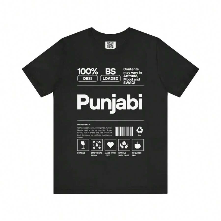 Punjabi Ingredients Shirt | Funny Unisex T-Shirt With Design | 100% Cotton Graphic Tee | Unique Gift For Punjabi Friends. 100% Cotton. - 秋季(29.09 新元 - 50.92 新元) - 查看 1