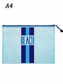 多色時尚防水PVC沙灘包，拼色條紋「Beach」印花，彩色字母印花，A4尺寸，透明化妝包，尼龍拉鍊，適合游泳、潛水和夏季度假，輕量，中性，沙灘包配件，旅行必需品，旅行配件，度假必需品。返校用品盥洗包，大容量洗澡包，女性母親節禮物，教師節禮物，郵輪必需品 - 彩色 - 查看 13