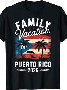 Magliette coordinate per la vacanza in crociera in famiglia a Porto Rico 2026 - Completo estivo da uomo - nero - Visualizzare 1