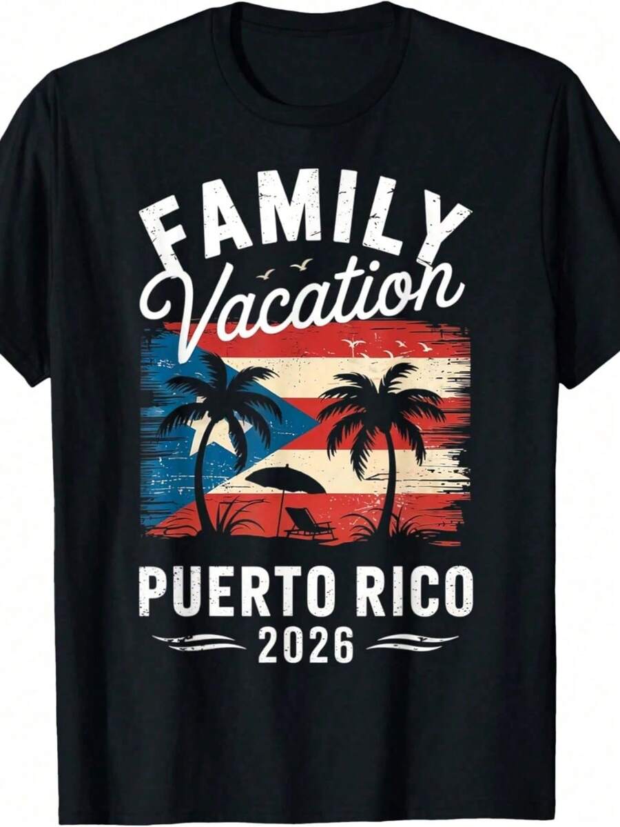 Magliette coordinate per la vacanza in crociera in famiglia a Porto Rico 2026 - Completo estivo da uomo - nero - Visualizzare 1