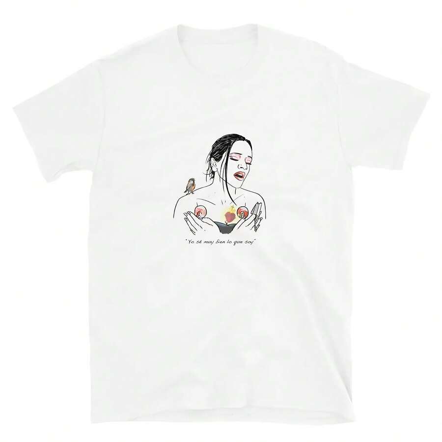 Rosalía Berghain pintura al óleo estilo camiseta de gran tamaño producto caliente Unisex transpirable alta calidad cómodo parejas transpirable - Multicolor - Ver 1
