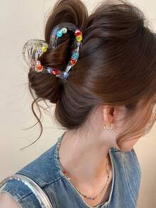1pc Women Fashionable Sweet Women's Five-Pointed Star Claw. Comes With Claw Clip. The Color Of The Rhinestones Is Random. Summer Hair Accessories Vacay Hair Clips - Multicolor - View 4