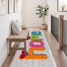 1pc Colorful Home Heart Pattern Printed Faux Cashmere Surface TPR Bottom Door Mat, Bathroom Mat, Kitchen Mat, Laundry Room Mat, Holiday Atmosphere Decoration, Home Decor, Party Decor, Wedding Decor, Dining & Kitchen Decor - Multicolor - View 2