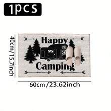 1pc Camping Simple Pattern Print Faux Cashmere Surface TPR Bottom Door Mat, Bathroom Mat, Kitchen Mat, Laundry Room Mat, Holiday Atmosphere Decoration, Home Decor, Party Decoration, Wedding Decoration, Dining & Kitchen Decoration - Multicolor - View 15