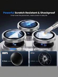 MIGAE 3pcs Silver Metal Ring 9H Hardness Anti-Scratch Tempered Glass Camera Lens Protector, Compatible With IPhone 18 Pro 18 Pro Max 17 Pro Max 17 Pro 17 16 Pro Max 16 Pro 16 Plus 16 15 Pro Max 15 14 13 12 11, Decorative Phone Accessory - Silver - View 5