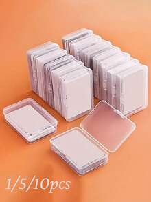 1/5/10Pcs Transparent Storage Box With Lid - Multi-Purpose Clear Plastic Container For Cards, Jewelry, DIY Nail Art, Hardware Parts, Stackable Mini Organizer For Desk Drawer, Home Office Supplies, Versatile Small Parts Storage Box - Clear - View 1