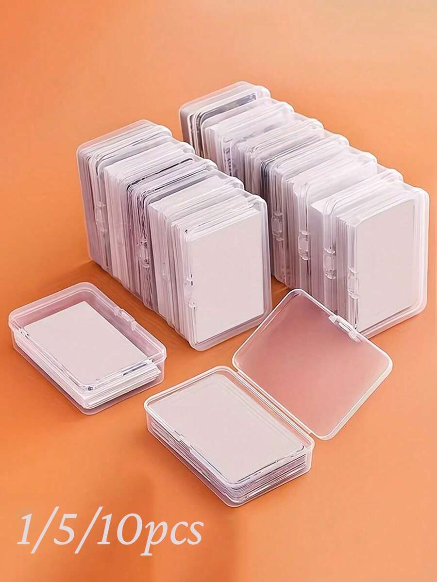 1/5/10Pcs Transparent Storage Box With Lid - Multi-Purpose Clear Plastic Container For Cards, Jewelry, DIY Nail Art, Hardware Parts, Stackable Mini Organizer For Desk Drawer, Home Office Supplies, Versatile Small Parts Storage Box - Clear - View 1