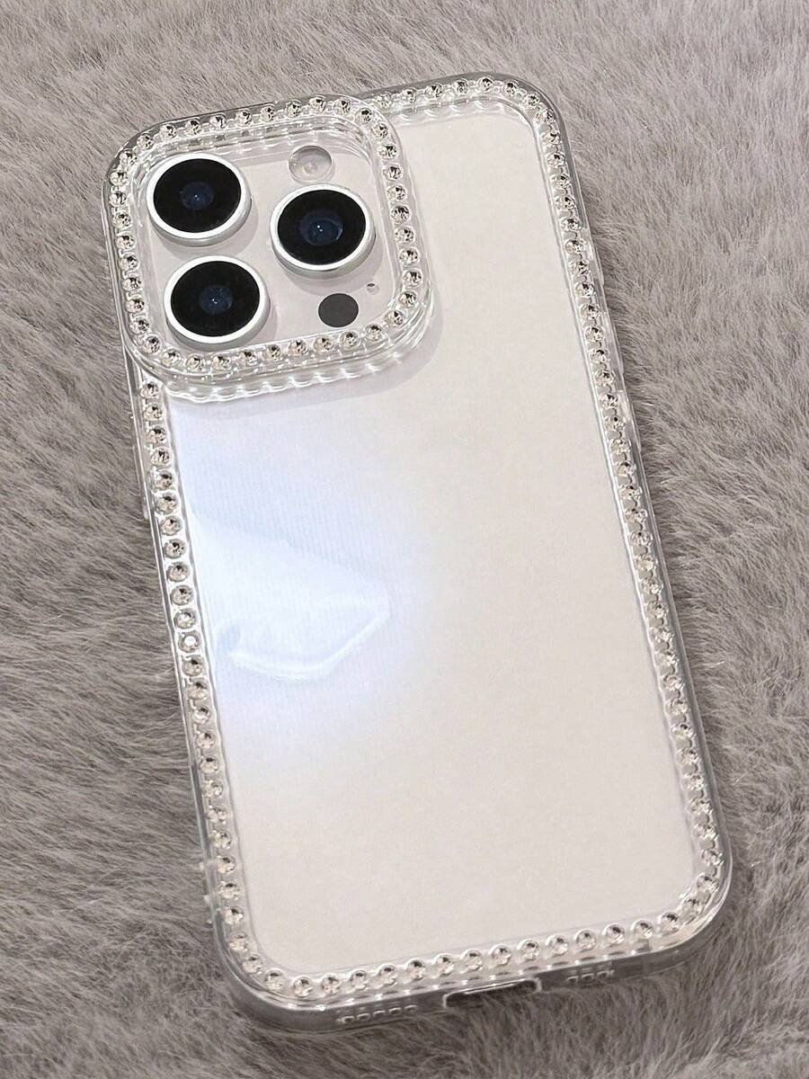 1pc Sequins Rhinestone Transparent TPU Phone Case, Compatible With IPhone 11/12/13/14/15/16/16 Pro Max, Transparent Hard Shell Protective Cover, Premium Touch, Compatible With IPhone 17/17 Pro/17 Pro Max/Air - Clear - View 1