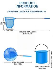 1pc/1set 6 Colors Available Fishing Net/Folding Bucket Stainless Steel Telescopic Fishing Net, Fish Scoop Net, Small Net Insect Net Fishing Net Shrimp Net Reusable Outdoor Tool Soft Mesh Fabric Does Not Harm Small Fish Suitable For Multiple Scenarios - Multicolor - View 8
