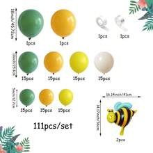 111 Pieces Bee and Sunflower Balloon Garland Arch Set, Mustard Yellow and Grey-Green Latex Balloons, Combined with Little Bee Foil Balloons for Sunflower Bee Theme Weddings, Parties - Otros - Ver 3