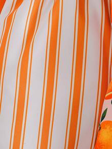 3pcs/Set Girls' Summer Fashion Casual Strap Bow Jumpsuit - Orange - View 6