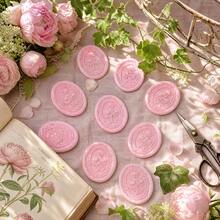 20pcs 3D Embossed Frame Pattern Self-Adhesive Wax Seal Stickers, Suitable For Gifts, Wedding Invitation Envelopes - Pink - Flower - Pink - View 9