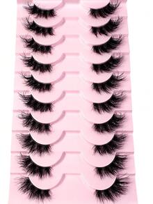 10 Pairs Half-Length False Eyelashes, Cat Eye Lengthening Natural Style - Transparent Stem, Lightweight & Fluffy, Comfortable & Reusable - Cat Eye Lashes - View 5
