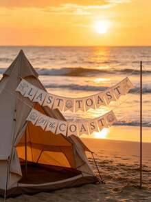 1 Set Coastal Last Call Paper Banner, Light Blue & White Beach Party Banner, Ocean Themed Wedding Party Decor, With Shell Cocktail Decorations, Suitable For Bachelor/Bachelorette Party, Wedding Engagement Party - Multicolor - View 5