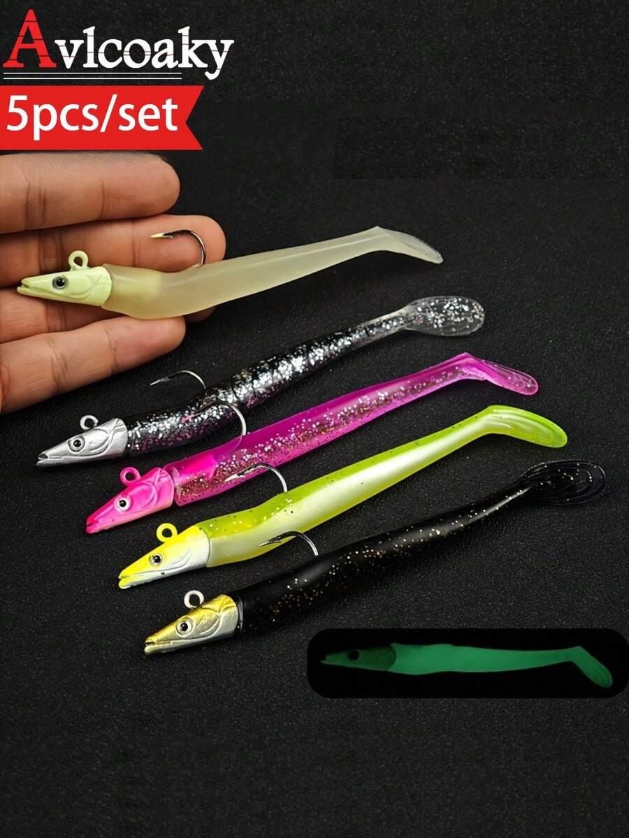 Avlcoaky 5pcs/ Set 12cm/ 16g Paddle Tail Swim Baits Fishing Swimbait Soft Plastic Lures - Multicolor - View 1