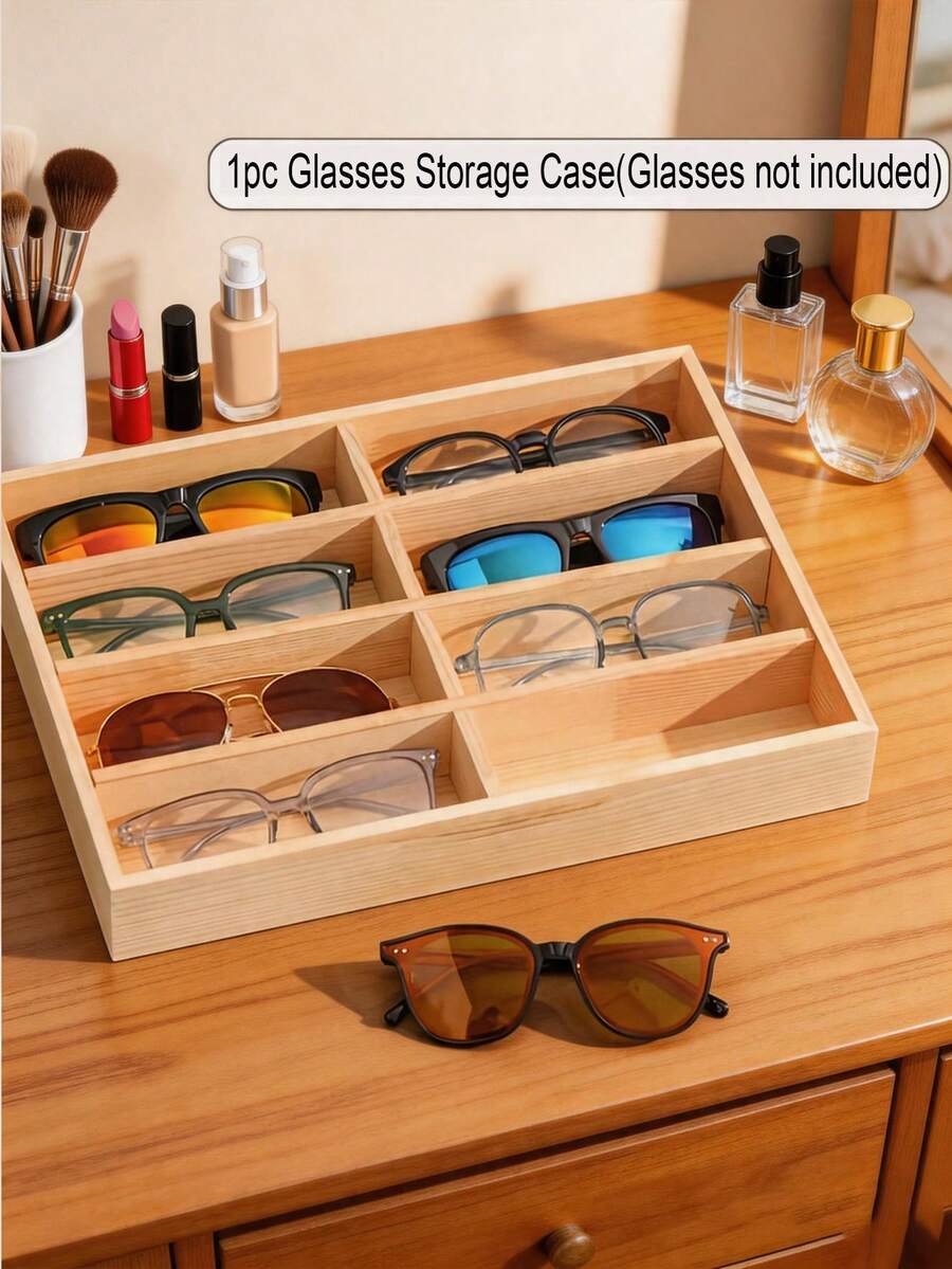 1pc Pear Wood Eyeglass Organizer Tray – Fashionable Scratch-Resistant Glasses Case, & Long-Lasting, Ideal Gift For Birthdays, Weddings, Back To School & More - Multicolor - View 1