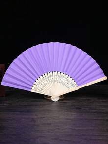 Customized Name/Logo White Wedding Paper Fan, Invitation Paper Fan, Classic White DIY Paper Fan - Multicolor - View 8