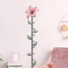 1PC Kids Growth Chart Wall Sticker, Pink Lily Flower Height Ruler, Botanical Measurement Decals, Removable Wall Art For Girls Bedroom Home Decor - Multicolor - View 5