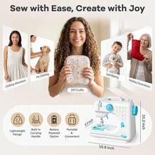 IAGREEA Multifunctional Portable Electric Sewing Machine: 12 Stitches, 2-Speed, DC Powered, Built-In Night Light, Overlock And Bobbin Winding, Suitable For Home DIY, Repair And Handicrafts | Ideal Gift For Birthday, Mother's Day And Holidays - Baby Blue - View 7