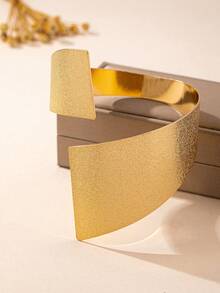 1pc Fashionable Elegant Versatile High-End Geometric Design Open Bangle Bracelet Suitable For Women's Daily Wear - Yellow Gold - View 2