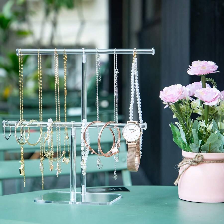 1 pieza Soporte de exhibición de joyería para pulseras, collares y diademas, con un estante colgante creativo para mostrar accesorios de alta gama. Este estante de almacenamiento multiposición es perfecto para la decoración del dormitorio y es un regalo elegante para mujeres jóvenes