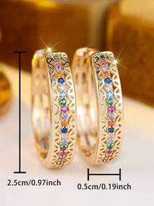 1 Anting-Anting Berbentuk Hati Zirkonia Kubik Pelangi yang Bergaya dan Mewah untuk Wanita - Hadiah Sempurna untuknya - MultiWarna - View 10