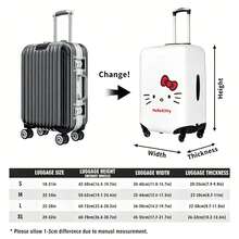 Miniso Minimalist Hello Kitty Bow Design Suitcase Cover, Stretchy Protective Luggage Skin, Simple Anti-Dust Travel Protector - Color - View 4
