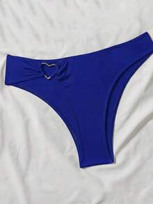 New 2026 Model: Women's Heart-Shaped Neck Tie Bikini Set - 皇家藍 - 查看 5
