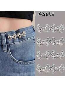 1/4 Set Star-Shaped Detachable Belt Buckle, Adjustable Waist Clip, Suitable For Jeans, Skirts, Pants, Street Style Clothing - Multicolor - View 23