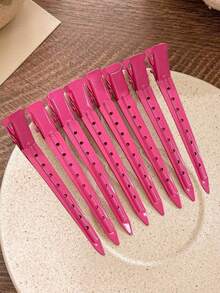28/16/2PCS Rose Red Hair Fixing Clips, Root Volumizing Hair Clips, No-Trace Hair Clips, Bangs Duckbill Positioning Clips, Makeup Artist Styling Clips,Claw Clips - Multicolor - View 4