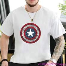 Disney 2026 New  Avenger Shield Print Fashion Men's Casual Crew Neck Loose Comfortable Short Sleeve T-Shirt - 3 - 查看 2