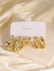 6/18pcs Multi-Style Gold Women's Fashion Earring Set, Light Luxury Exquisite, Simple And Elegant - Gold - View 5