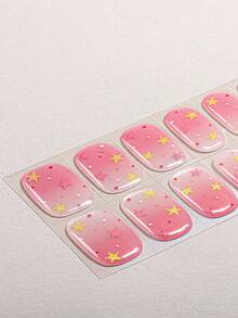 Milk Jelly White Semi-Cured Gel Nail Stickers 16pcs Fashion Color Long-Lasting Full Coverage Nail Gel Stickers - Rose Red - View 5
